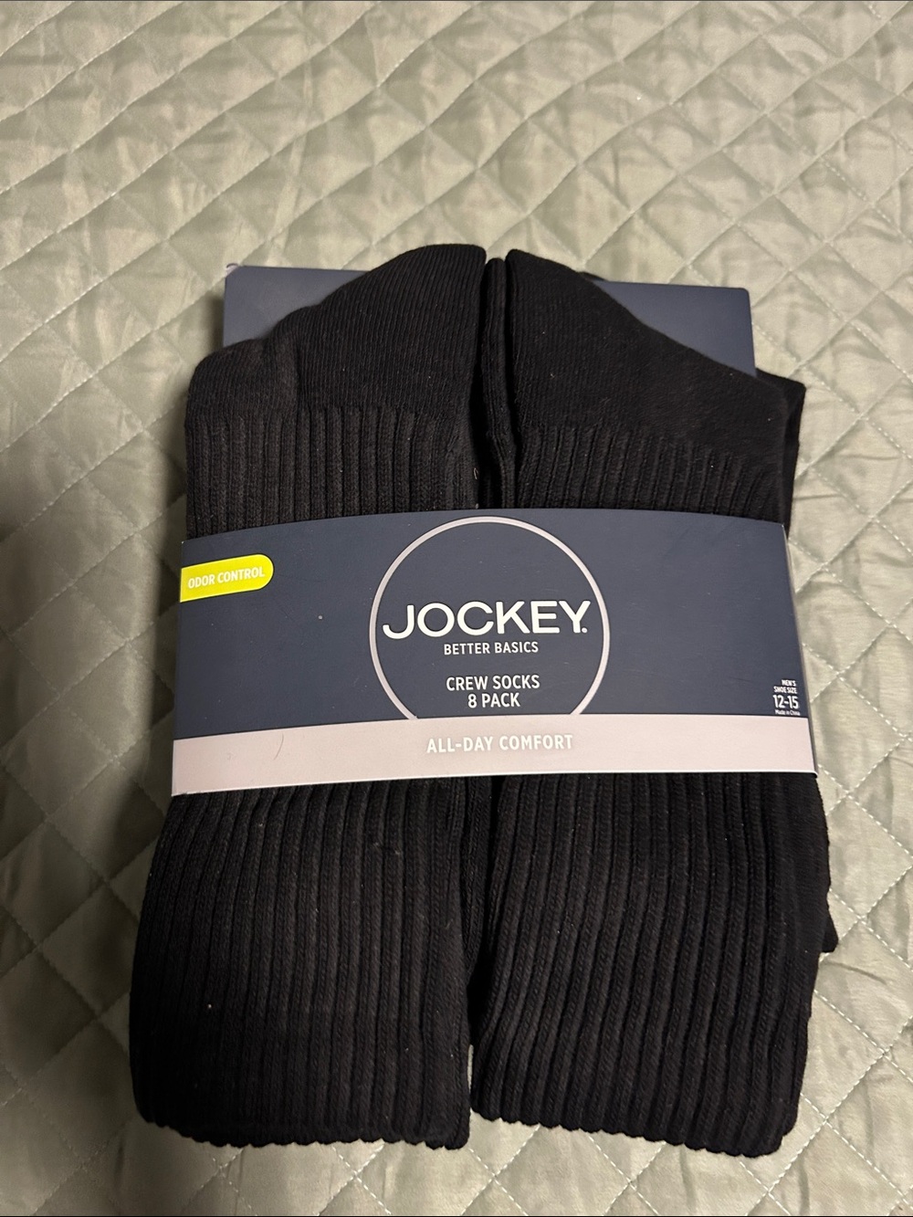 Jockey Black Crew Socks 8-Pack - Men's Ribbed Comfort